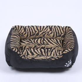 Pet Cushion Mat Square Four Seasons Universal Winter Fleece-lined Warm Dogs And Cats (Option: Tiger Pattern-L)