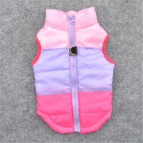 New Dog Clothes Winter Thickened Dog Cotton-padded Jacket Waistcoat Vest Down Silk Cotton Traction Buckle (Option: Rose Red-XL)